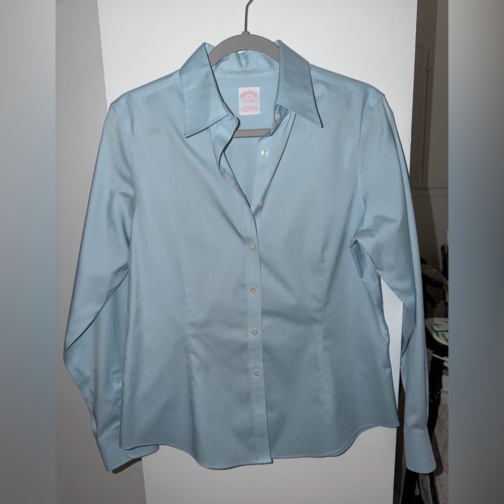 Brooks Brothers Non-Iron Stretch Tailored Fit Shirt Blue Size 12